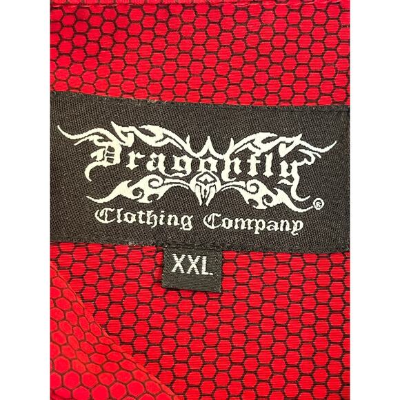 Dragonfly Men’s XXL Red Button Front Shirt Dogs Playing Pool Short Sleeve Casual - Picture 3 of 8